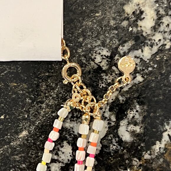 NWT LOFT Pearlized Multi-Strand Ivory, Pink & Yellow Beaded Bracelet - Picture 8 of 10